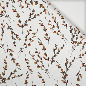 AUTUMN TWIGS / white (RED PANDA’S AUTUMN) - Woven Fabric for tablecloths