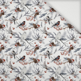WINTER BIRDS pat. 1 (WINTER IN PARK) - Woven Fabric for tablecloths