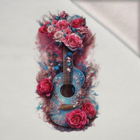 GUITAR WITH ROSES -  PANEL (60cm x 50cm) brushed knitwear with elastane ITY