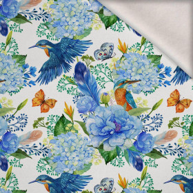 KINGFISHERS AND LILACS (KINGFISHERS IN THE MEADOW) / white - brushed knitwear with elastane ITY