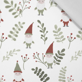 DWARFS AND FERN (FOREST DWARFS) / WHITE - Cotton woven fabric