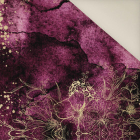 FLOWERS / golden contour Pat. 1  / WATERCOLOR MARBLE- Upholstery velour 