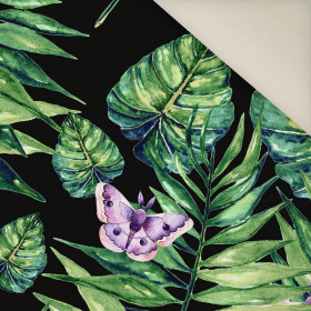 LEAVES AND INSECTS PAT. 4 (TROPICAL NATURE) / black- Upholstery velour 