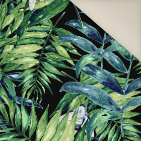 LEAVES AND INSECTS PAT. 6 (TROPICAL NATURE) / black- Upholstery velour 