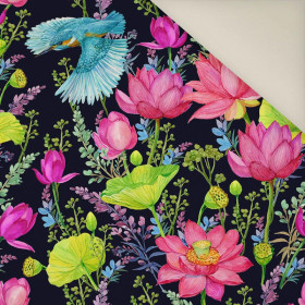 KINGFISHERS AND POPPIES (KINGFISHERS IN THE MEADOW) / black- Upholstery velour 