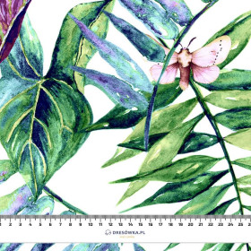 LEAVES AND INSECTS PAT. 2 (TROPICAL NATURE) / white - Viscose jersey