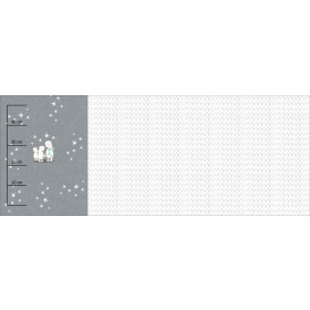 TEDDIES AND STARS / acid grey (MAGICAL CHRISTMAS FOREST) - SINGLE JERSEY PANORAMIC PANEL 