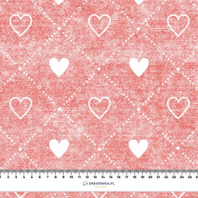 HEARTS AND RHOMBUSES / vinage look jeans (red) - Cotton woven fabric