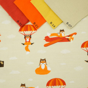 FOXES ON THE JOURNEY / sand - Viscose jersey WE210