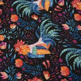 ROOSTERS / black  - quick-drying woven fabric