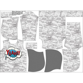 KID'S HOODIE (ALEX) - COMIC BOOK / yeah (blue - red) - sewing set