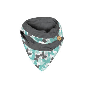 BUTTON SCARF - BUTTERFLIES AQUA / mint  - sewing set
