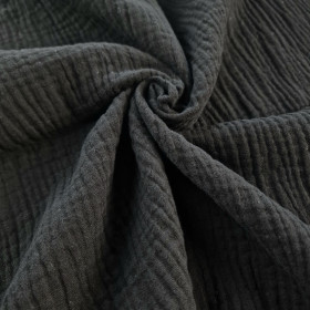 Cotton Muslin Double Gauze - BLACK