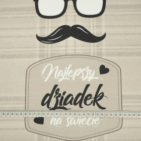 CUSHION PANEL - Najlepszy Dziadek na Świecie/ english check- beige- HOME DECOR PREMIUM 