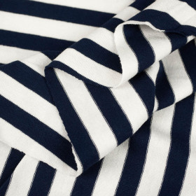 STRIPES DARK BLUE / WHITE 1,0cm x 1,0cm - Viscose jersey
