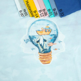 WHALE IN A BULB pat.2 (MAGIC OCEAN) - panoramic panel looped knit (60cm x 155cm)