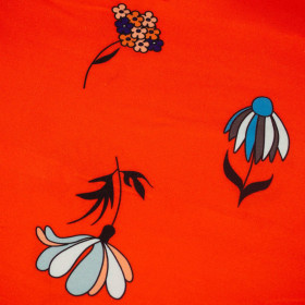 PAINTED FLOWERS / red - viscose woven fabric