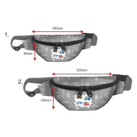 HIP BAG - VEHICLES pat. 2 / white (ADVENTURE BEGINS) / Choice of sizes