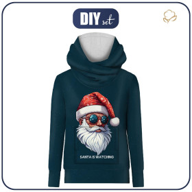 HYDROPHOBIC HOODIE UNISEX - SANTA IS WATCHING - sewing set