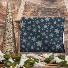 SNOWFLAKES PAT. 2 / navy - Woven Fabric for tablecloths