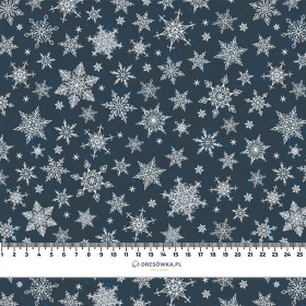 SNOWFLAKES PAT. 2 / navy - Cotton woven fabric