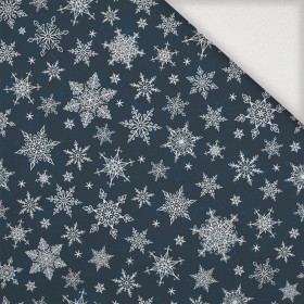 SNOWFLAKES PAT. 2 / navy - Woven Fabric for tablecloths