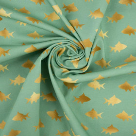 GOLDEN FISH (GOLDEN OCEAN) / mint - looped knit fabric