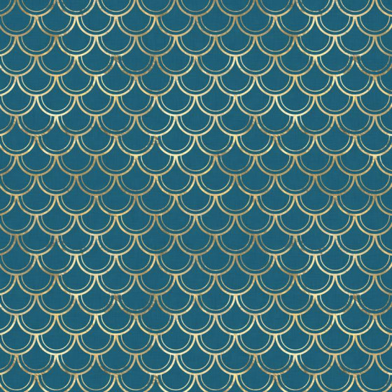 GOLDEN FISH SCALES pat. 2 (GOLDEN OCEAN) / sea blue