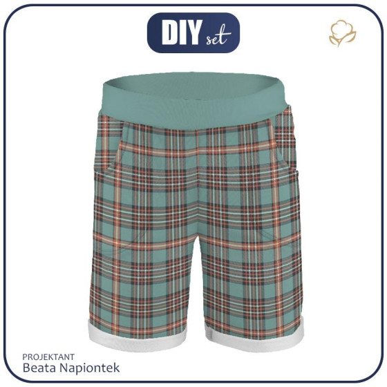KID`S SHORTS (RIO) - CHECK RETRO - looped knit fabric 