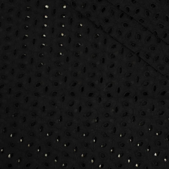 FLOWERS / black - Embroidered cotton fabric