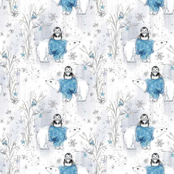 PENGUINS ON BEARS / white (ENCHANTED WINTER)