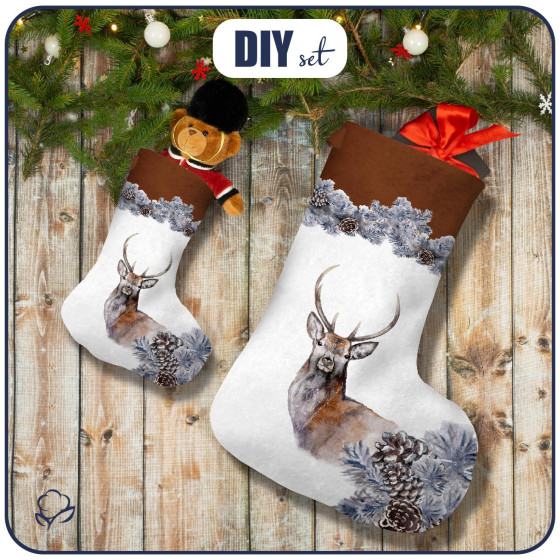 Christmas Stocking Set - REINDEER / CONES