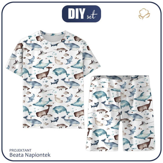 CHILDREN'S PAJAMAS "ADA" - OCEAN MIX (THE WORLD OF THE OCEAN) - sewing set