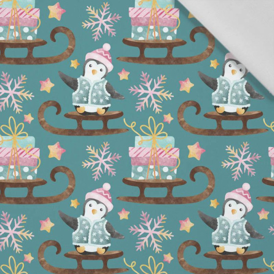 PENGUINS / SLEIGH (CHRISTMAS PENGUINS) - Cotton woven fabric