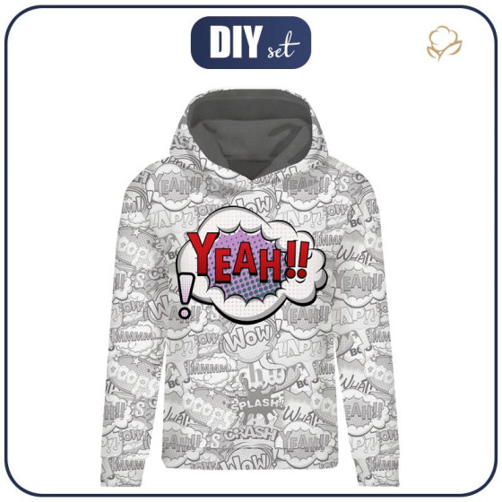 CLASSIC WOMEN’S HOODIE (POLA) - COMIC BOOK / yeah (purple - red) - looped knit fabric  