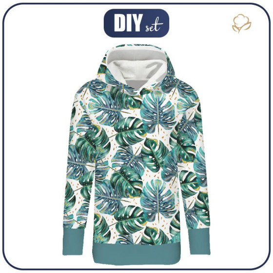WOMEN’S HOODIE - FLOWER BOUQUET  pat. 3 (gold) - Elastic brushed knit fabric
