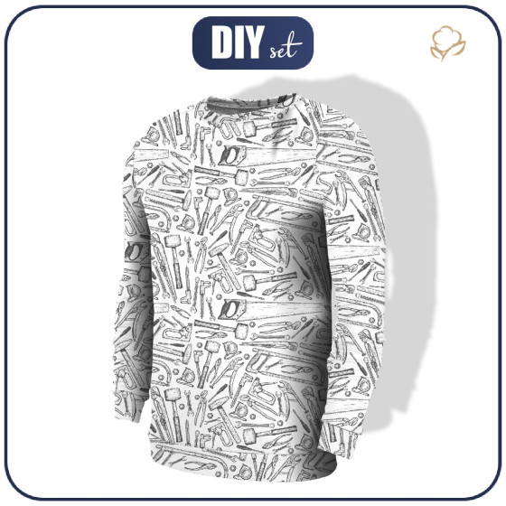 MEN’S SWEATSHIRT - TOOLS ( grey ) / white - Elastic brushed knit fabric