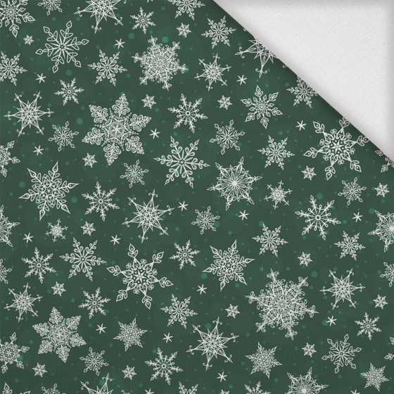 SNOWFLAKES PAT. 2 / bottled green - Woven Fabric for tablecloths