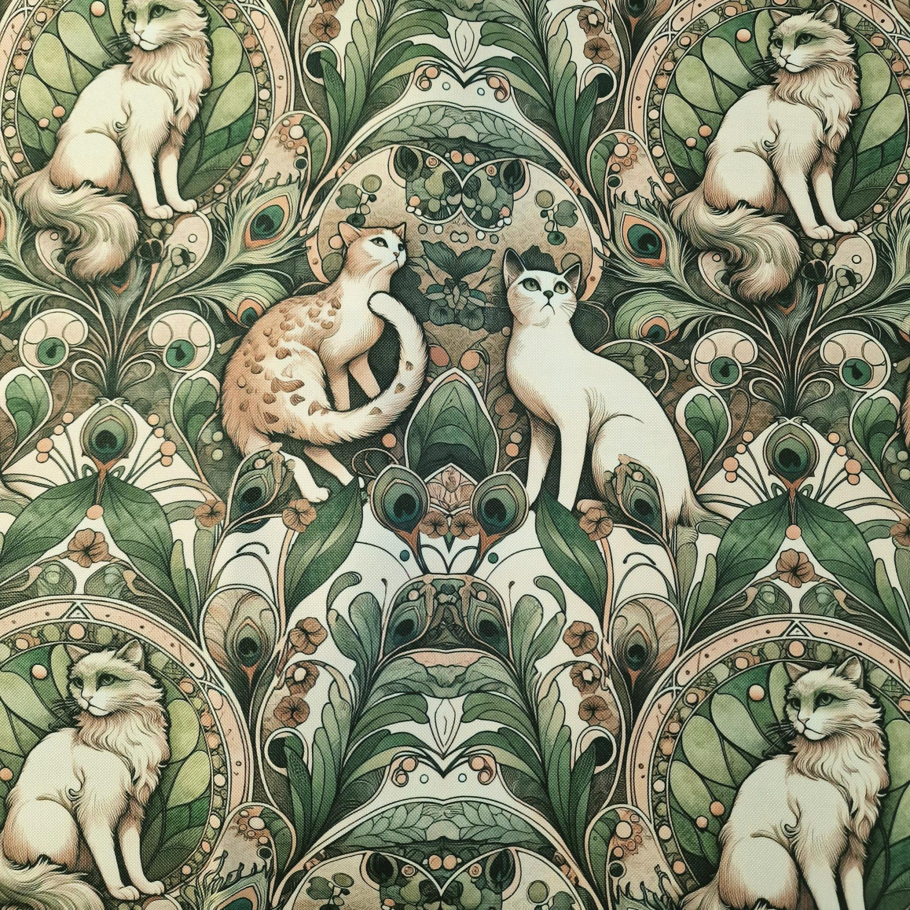 ART NOUVEAU CATS & FLOWERS VZ. 1