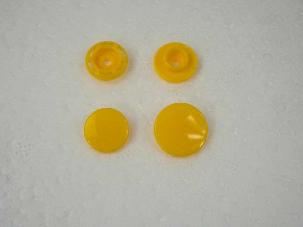 Patentky KAM, plastové západky  14mm - kanárkově žluté 10 sad