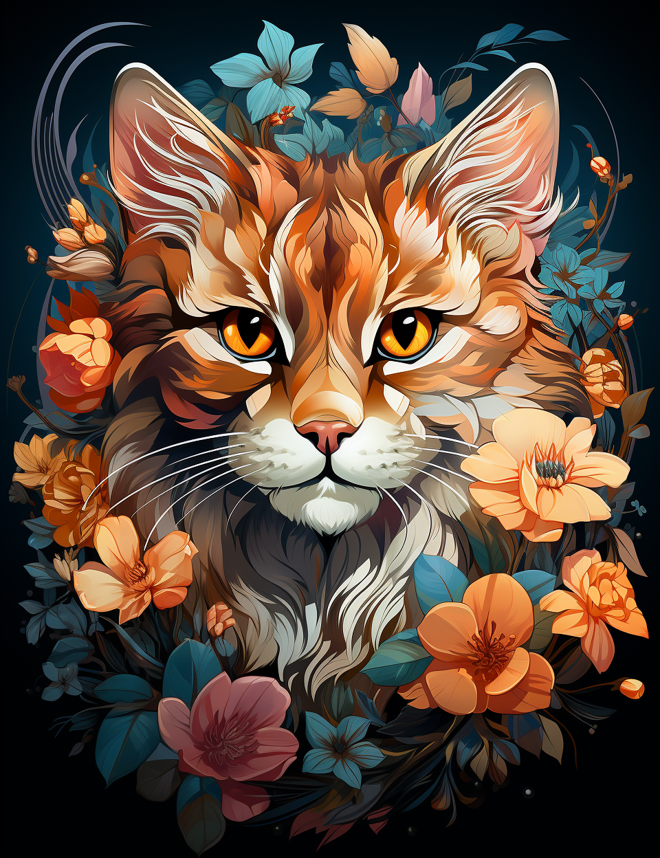 ANIMALS MANDALA wz.12 (cat) - panel (60cm x 50cm) 