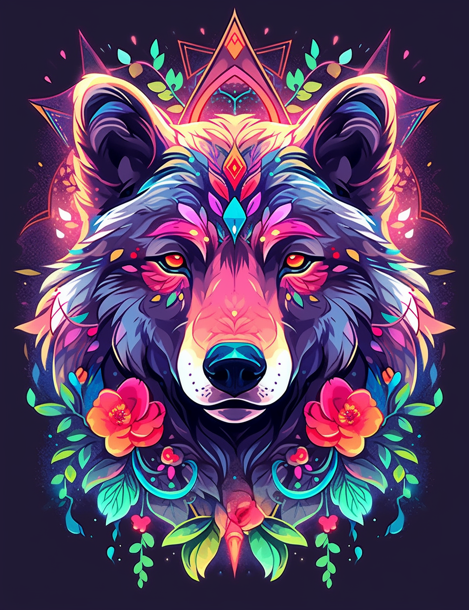 ANIMALS MANDALA wz.6 (bear) - panel (60cm x 50cm) 