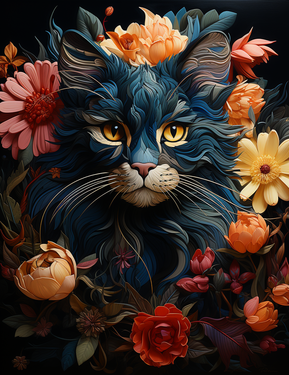 ANIMALS MANDALA wz.7 (cat) - panel (60cm x 50cm) 