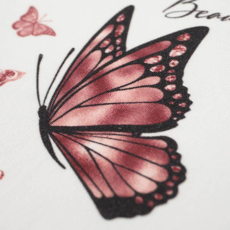 ALWAYS BEAUTIFUL (BROKÁTOVÍ MOTÝLI) / bílá - panoramic panel SINGLE JERSEY (60cm x 155cm)