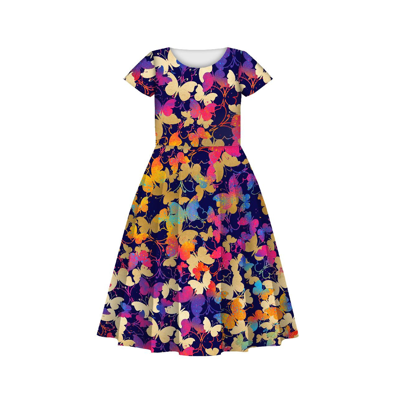 Dětské šaty "MIA" - MOTÝLCI / barevná - šicí souprava