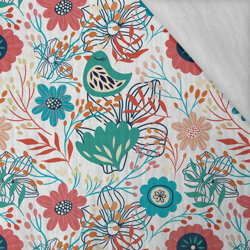 FOLKOVÍ PTÁCI / bílý - Mušelín bavlněný