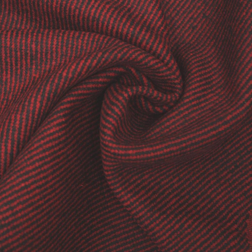 PRUHY ČERVENĚ ČERNÁ - Oděvní tkanina