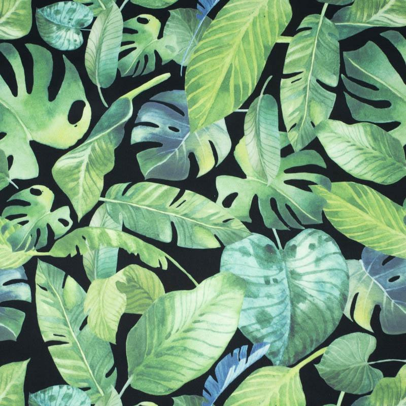 TROPICKÉ LISTY  vz. 2 / černá - lycra pro plavky 240g