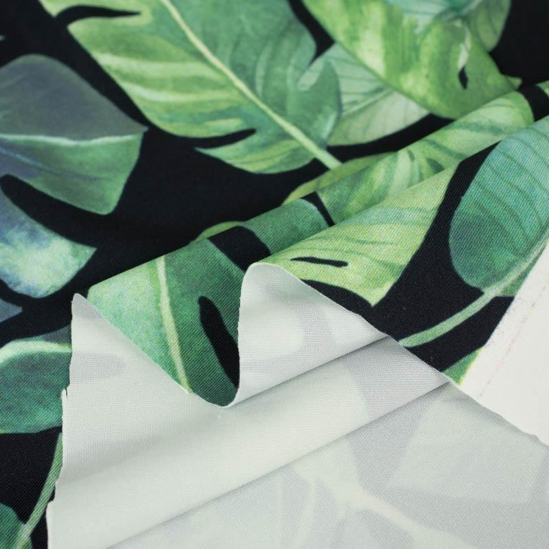 TROPICKÉ LISTY  vz. 2 / černá - lycra pro plavky 240g