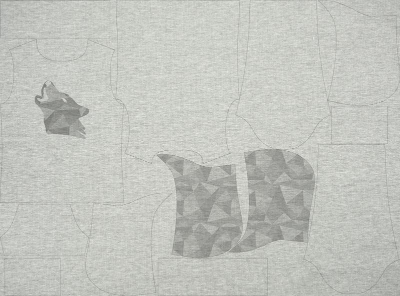 PÁNSKÁ MIKINA S KAPUCÍ (COLORADO) - GEOMETRICKÝ VLK (ADVENTURE) / melír světlošedý - SADA ŠITÍ